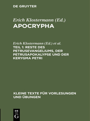 cover image of Reste des Petrusevangeliums, der Petrusapokalypse und der Kerygma Petri